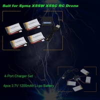 4 in 1 Charger Set with 4pcs 3.7V 1200mAh Li-po Battery for Syma X5SW X5SC RC Quadcopter
