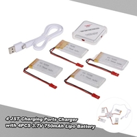 4 in 1 Charger with 4PCS 3.7V 750mAh Lipo Battery for JJR/C H12C H12CH H12W H12WH RC Quadcopter