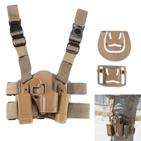 4 in 1 Tactical Hunting Airsoft Drop Leg Thigh Rig Holster Platform with 2 Pouches for USP Pistols