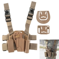 4 in 1 Tactical Hunting Paintball Airsoft Drop Leg Thigh Rig Holster Platform w/ 2 Pouches for 1911