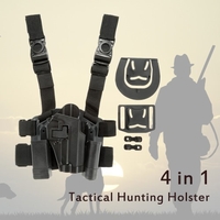 4 in 1 Tactical Hunting Quick Release Drop Leg Thigh Rig Holster Platform with 2 Pouches for P226