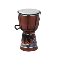4 Inch Compact Size Wooden African Drum Djembe Bongo Hand Drum Percussion Musical Instrument with Colorful Pattern (Patterns Random Delivery)