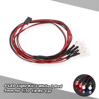 4 LED Lights Kit 2 White 2 Red for 1/10 1/8 Traxxas HSP Redcat RC4WD Tamiya Axial SCX10 D90 HPI RC Car