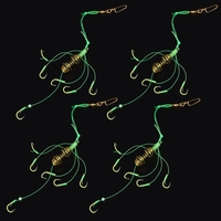 4 PCS Fishing Bait Hooks with Feeder Explosion Fishing Hooks Spring Feeder Fishing Bait Cage Barbed Fishing Hook 8 / 9 / 10 / 11 / 13