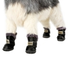 4-pcs Set Puppy Pet Dog Cat Shoes Boots Paw Protectors Winter Warm Water-resistant PU Antiskid Rubber