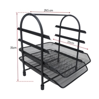 4-Tier File Document Letter Paper Tray Sorter Collection Office Desktop Organizer Holder Shelf Metal Mesh Black
