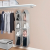 4-Tiers Non-woven Detachable Closet Bags Organizer Handbags Hanging Shelf Collapsible Clothing Accessories Storage Holder--Grey