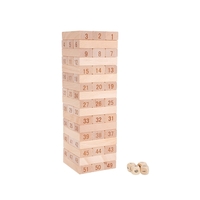 48Pcs Wooden Building Block Set Stacking Board Game Shape and Number Recognition Educational Toy for Kids