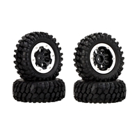 4Pcs 1/10 Climber Off-road Car Wheel Rim and Tire 260001 with Aluminum CNC Metal Protective Sheet for Traxxas HSP Tamiya HPI Kyosho RC Car