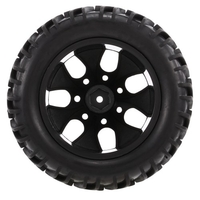 4PCS 1/10 Off-road Tyre Double V Tread Pattern 7 Spokes Rim for 1/10 HSP HPI Redcat RC4WD RC Monster Truck