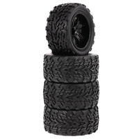 4PCS 1/10 Off-road Tyre Lengthways Block Tread Pattern 7 Spokes Rim for 1/10 HSP HPI Redcat RC4WD RC Monster Truck