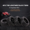 4PCS 1/10 RC Off-road Tyre Lengthways Block Tread Pattern 10 Spokes Rim for 1/10 HSP HPI Redcat RC4WD RC Monster Truck