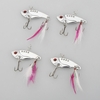 4pcs 12g/5.5cm Metal VIB Fishing Lure Treble Hook Hard Bait Bass Sequins Paillette with Pin Feather Crankbait Vibration Fishing Tackle