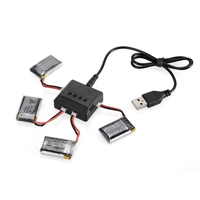 4pcs 3.7V 280mAh Li-po Battery with 4 in 1 USB Battery Charger Kit for TB-802 FQ17W GoolRC T100 Drone Quadcopter
