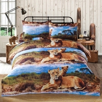 4pcs 3D Printed Bedding Set Bedclothes Lion Pattern Queen Size Duvet Cover+Bed Sheet+2 Pillowcases Home Textiles