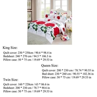 4pcs 3D Printed Bedding Set Bedclothes Red Rose in Full Bloom Duvet Cover Bed Sheet 2 Pillowcases