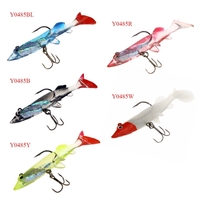 4Pcs 8cm 7g Soft Lead Fishing Lures Long T Tail Transparent Baits Treble Hook