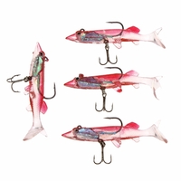 4Pcs 8cm 7g Soft Lead Fishing Lures Long T Tail Transparent Baits Treble Hook
