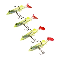 4Pcs 8cm 7g Soft Lead Fishing Lures Long T Tail Transparent Baits Treble Hook