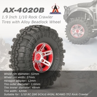 4Pcs AUSTAR AX-4020B 1.9 Inch 110mm 1/10 Rock Crawler Tires with Alloy Beadlock Wheel Rim for D90 SCX10 AXIAL RC4WD TF2 RC Car
