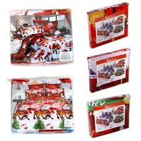 4pcs Cotton Material 3D Printed Cartoon Merry Christmas Gift Santa Claus Bedding Set Comfort Deep Pocket Bedclothes Duvet Quilt Cover Bed Sheet 2 Pillowcases