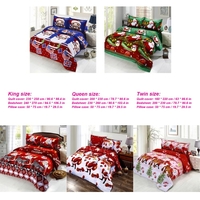 4pcs Cotton Material 3D Printed Cartoon Merry Christmas Gift Santa Claus Bedding Set Comfort Deep Pocket Bedclothes Duvet Quilt Cover Bed Sheet 2 Pillowcases