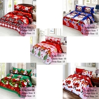 4pcs Cotton Material 3D Printed Cartoon Merry Christmas Gift Santa Claus Comfort Deep Pocket Bedding Set Bedclothes Duvet Quilt Cover Bed Sheet 2 Pillowcases