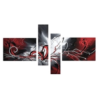 4Pcs Hand-painted Oil Painting Set Flowing Lines Modern Abstract Picture for Home Living Room Bedroom Office Hotel Decoration