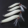 4pcs Metal Night Fishing Lure Hard Baits Noctilucent Luminous Sequins with Feather/Treble Hook 5/7/10/13g