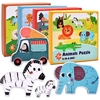4Pcs Paper Jigsaw Puzzle Set Forest/Farm/Marine Animals/Transportation Tool Paper 6-In-A-Box Puzzle Games Educational Toy
