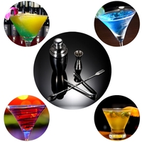 4PCS Practical Stainless Steel Cocktail Shaker Mixer Set with Jigger Ice Tong Drink Bartender Kit Bar Tool