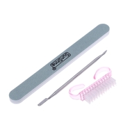 4Pcs Professional Manicure Tools Kit Polishing Files Cuticle Pusher Nail Brush Remove Cotton with Glue