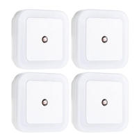 4pcs Square Light Sensor Baby Room Nursery White LED Night Light Wall Nightlight AC110V-220V