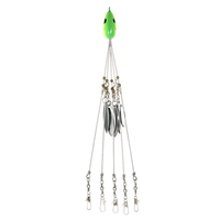 4PCS Umbrella Fishing Baits Lures Bass Fishing Rigs Five Arm Blades Wire Multi Lure Rig Kit with Barrel Swivels