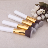 4Pcs Wood Makeup Brush Kit Professional Cosmetic Set Golden Ferrule White