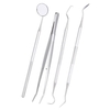 4pcs/pack Dental Hygiene Tools Kit Dentist Set Dental Probe Mirror Sickle Scalers Tweezers Stainless Steel Teeth Care Cleaning