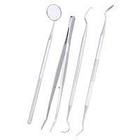 4pcs/pack Dental Hygiene Tools Kit Dentist Set Dental Probe Mirror Sickle Scalers Tweezers Stainless Steel Teeth Care Cleaning