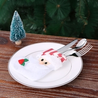 4pcs/set Santa Claus Christmas Cutlery Holders Fork Knife Spoon Bags Pocekts Set Christmas Decor Ornaments