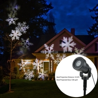 4W 4LED Moving Dynamic Snowflake Film Projector Light with Replaceable Base Pattern Decoration Garden Lawn Lamp Festival Spotlight for Christmas Xmas Party Wedding