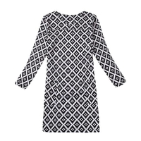 Casual Floral Print Round Neck Long Sleeve Spring Autumn Dress for Women