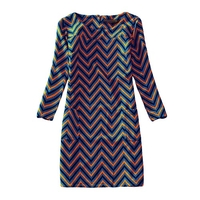 Casual Floral Print Round Neck Long Sleeve Spring Autumn Dress for Women