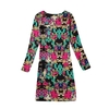 Casual Floral Print Round Neck Long Sleeve Spring Autumn Dress for Women