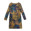 Casual Floral Print Round Neck Long Sleeve Spring Autumn Dress for Women