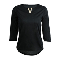 Casual Metal Decoration V-Neck Half Sleeve Women