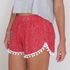 Casual Print Hairball Elastic Waist Beach Shorts for Women