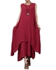 Casual Retro Women Loose Dress Solid Sleeveless O-Neck Pockets Boho Long Maxi Dress Vestidos Plus Size