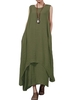 Casual Retro Women Loose Dress Solid Sleeveless O-Neck Pockets Boho Long Maxi Dress Vestidos Plus Size