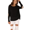 Casual Round Neck Long Sleeve Glittering Splice Irregular Hem Tops Women