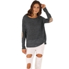 Casual Round Neck Long Sleeve Glittering Splice Irregular Hem Tops Women