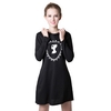 Casual Sport Women Sweatshirt Dress Print Long Sleeve Pockets Jumper Skater Shift Dress